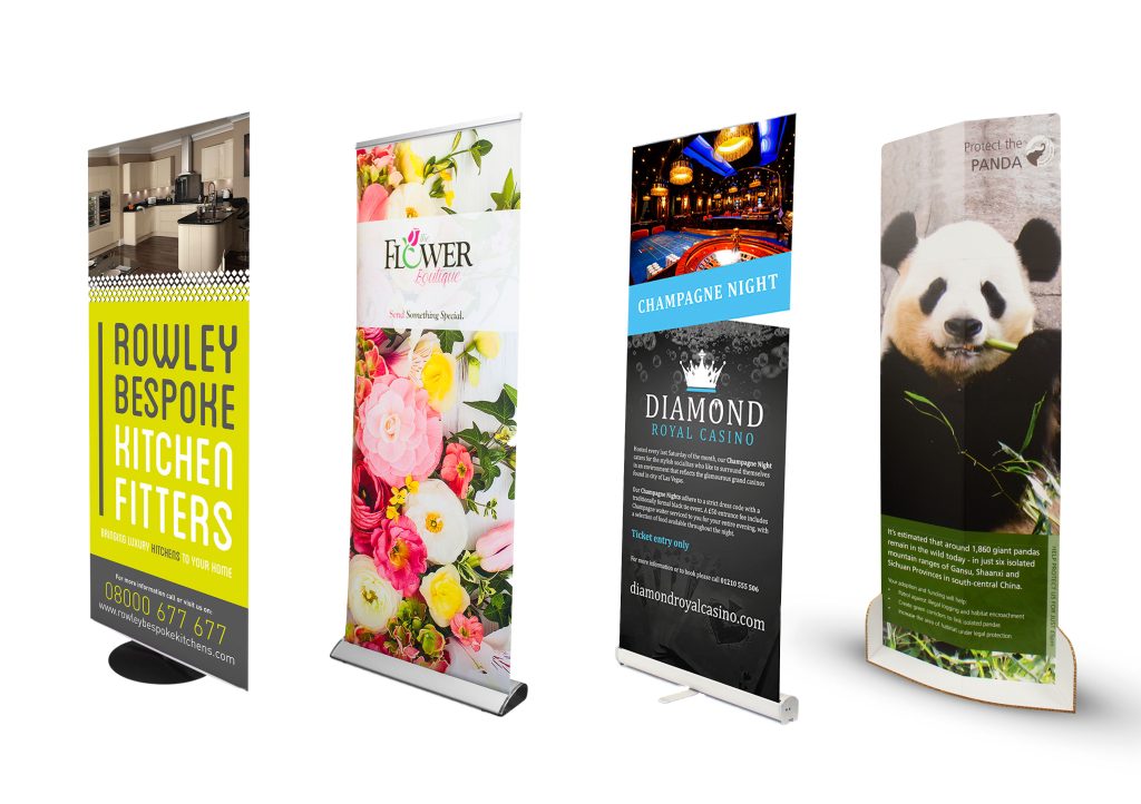 Go displays collection of roller banners and banner stands