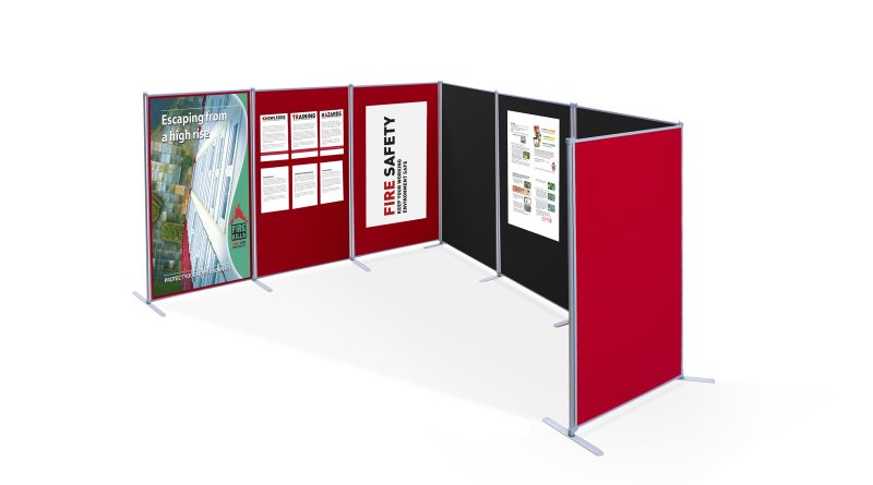 Large panel and pole display boards with black and red loop nylon fabric