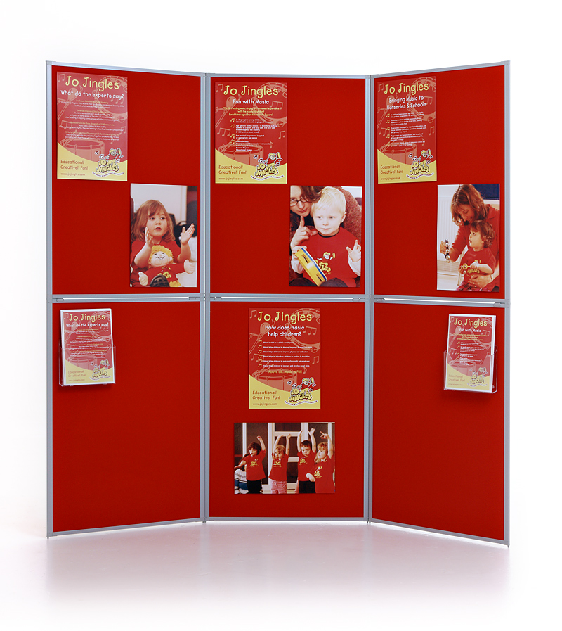 Folding display boards with red loop nylon fabric