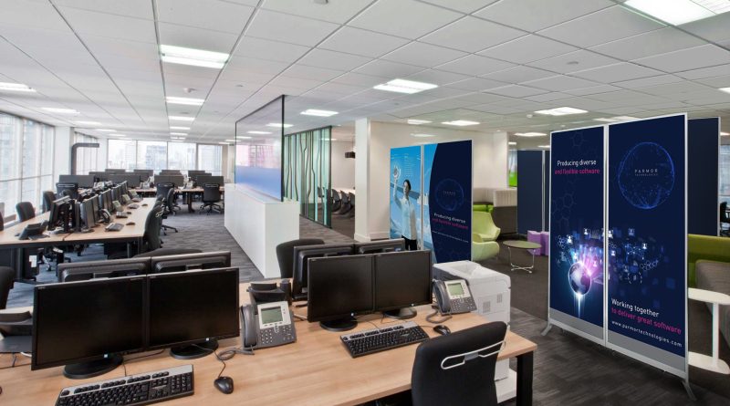 Printed partitions in an office environment