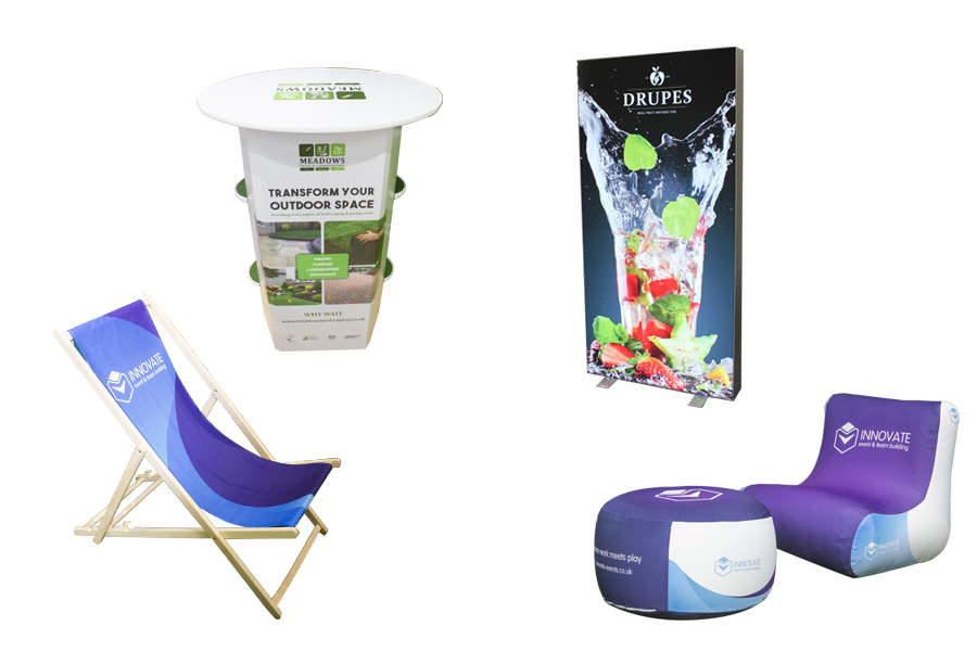 Printed Deck Chair, Inflatable seating, Rockport Counter and LED Light Box