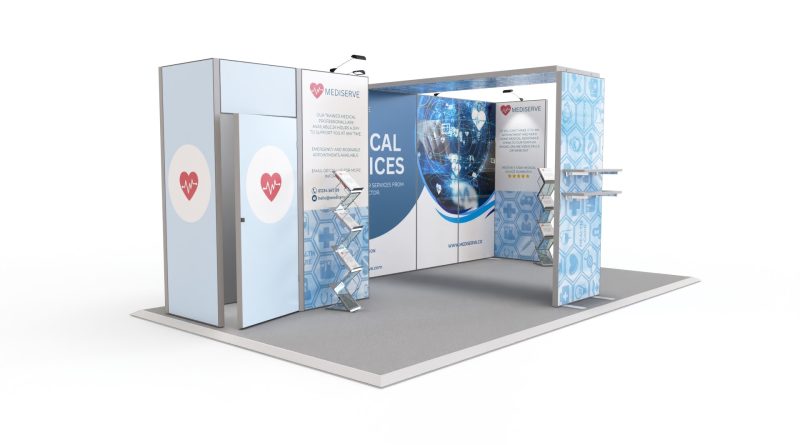 Modular exhibition stands with custom printed graphics