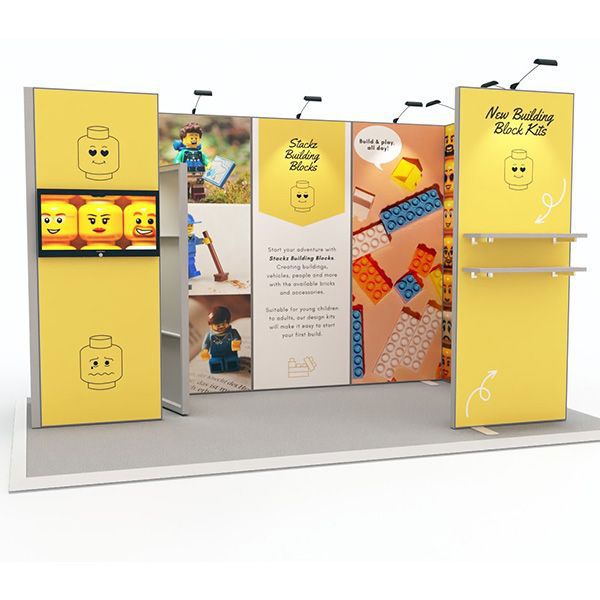 Exhibit Modular Exhibition Stand 2m x 4m Kit 3, includes 1m x 1m storage cupboard