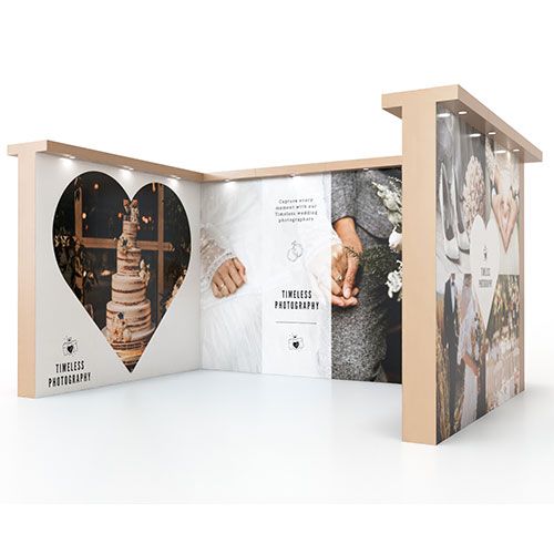 Modulink U Shape modular exhibition stand with Pelmet Lighting