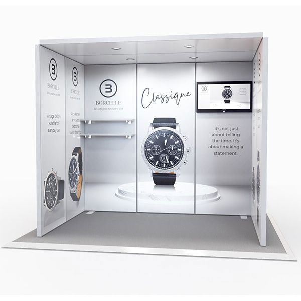 Exhibit Modular Exhibition Stand 2m x 3m Kit 3 with 2 custom printed arches