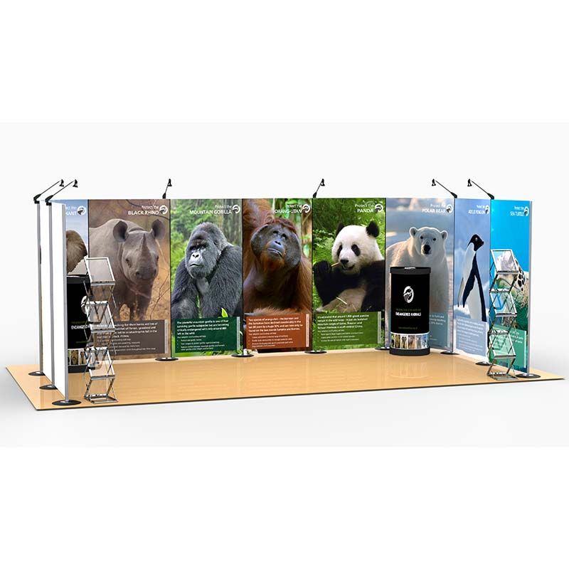 3m x 6m Exhibition Stand includes 10m Streamline backdrop display, counter upgrade kits and leaflet dispensers