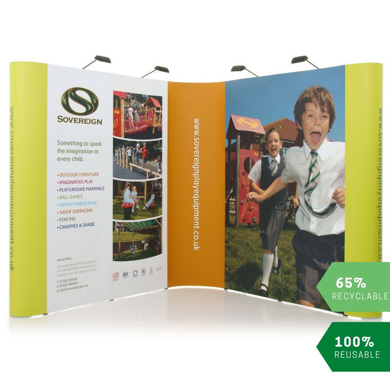 L-Shaped Pop up Display Stand Kit - 2 3x2 Pop up Stands with lights, cases and graphic wrap.