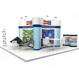 Quad Island Pop up Display Stand, includes 4x Pop up Stands (3x3)