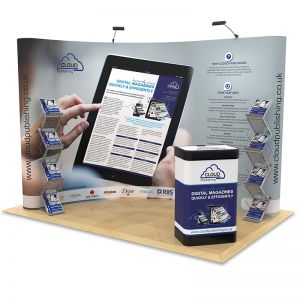 2m x 3m Exhibition Stand Design, curved designed to maximise your stand space