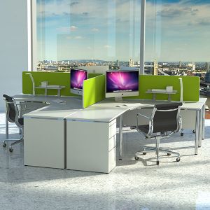 Omega Acoustic Desk Divider Screen fitted to desk