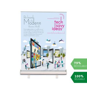 1m high sterling roller banner & sustainability information