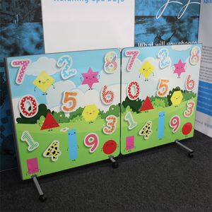 Printed Nursery School Room Dividers with number and shape print 