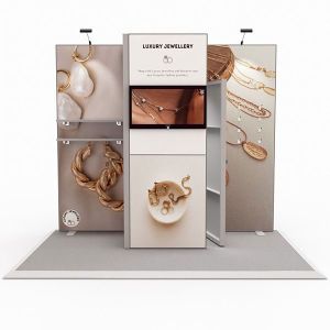 Exhibit Modular Exhibition Stand 2m x 3m Kit 2 with x 1m x 1m exhibition storage cupboard 