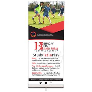 Educational Pull Up Banner with a single stability foot. 