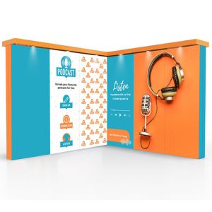 Modulink L Shape modular exhibition stand with Pelmet Lighting