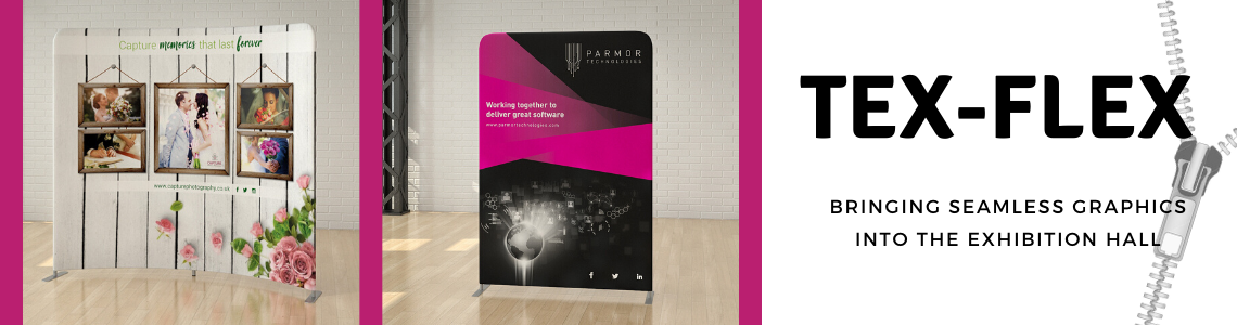 Fabric display stands with seamless graphics